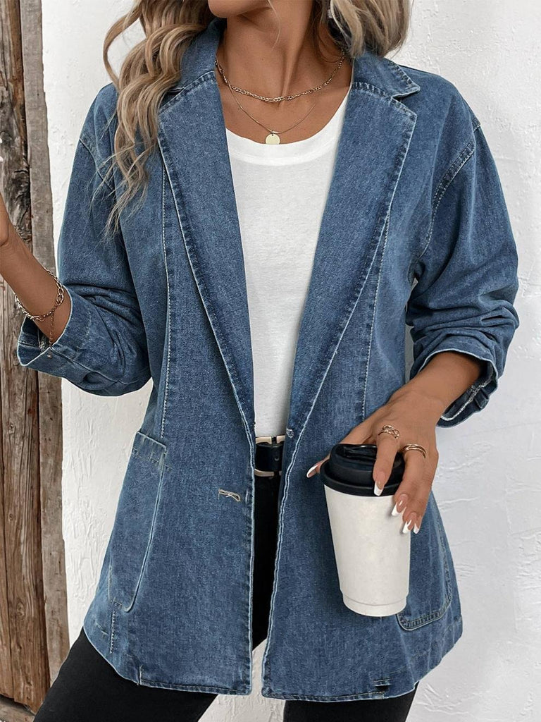 Loose Shawl Collar Long Sleeve Plain Fashion Regular Jacket