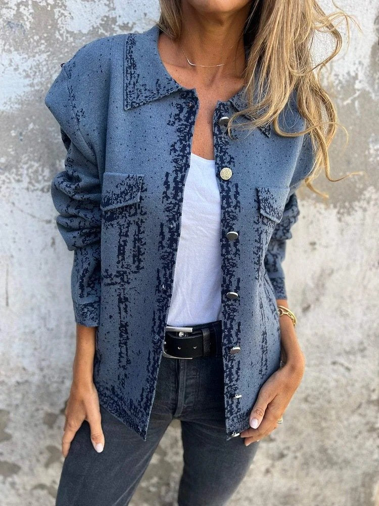 Loose Long Sleeve Abstract Zipper Fashion Regular Jacket
