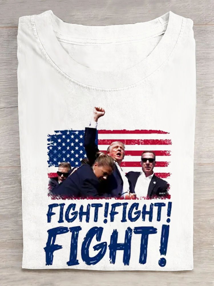 Fashion Short Sleeve Crew Neck Text Letters Loose Regular T-Shirt