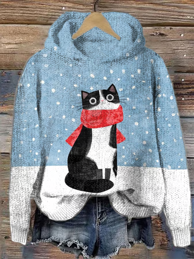 Fashion Long Sleeve Hoodie Cat Casual Regular Hoodie