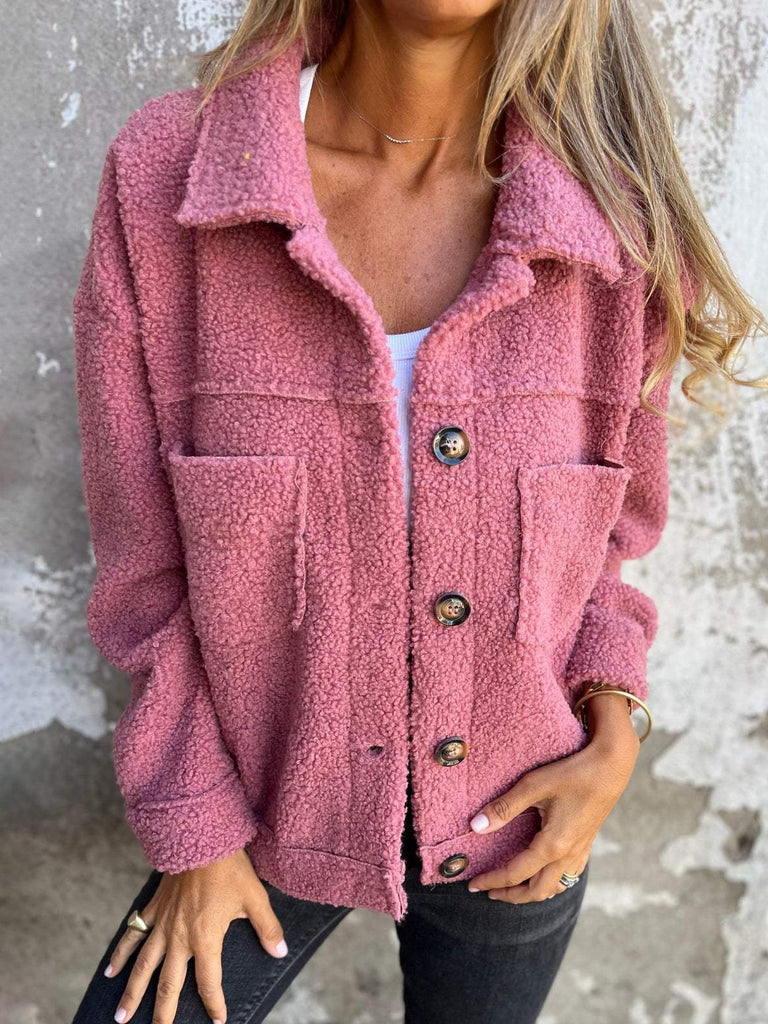 Loose Shawl Collar Long Sleeve Plain Fashion Regular Coat