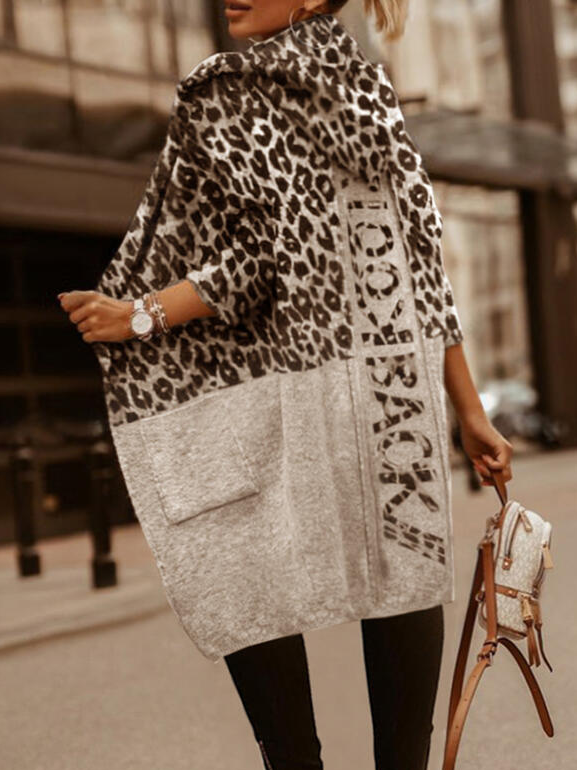 Loose Long Sleeve Leopard Fashion Regular Jacket