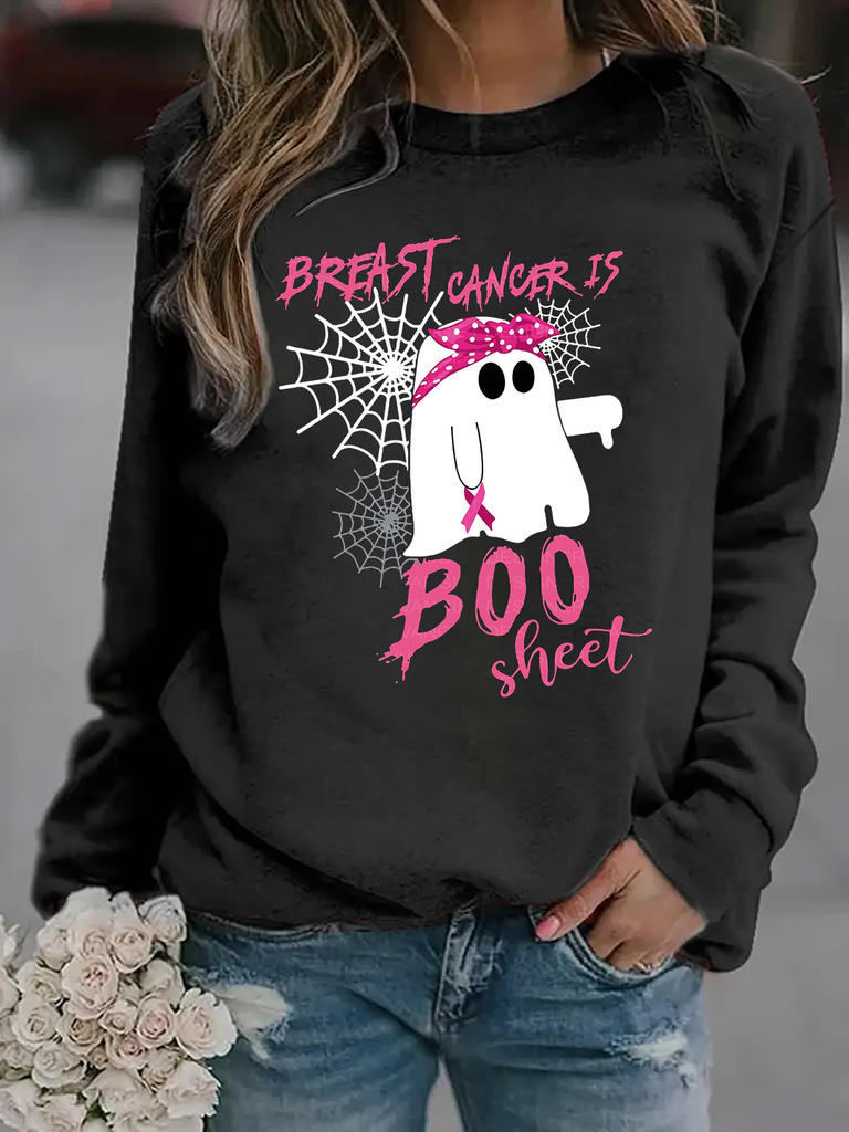 Fashion Crew Neck Long Sleeve Text Letters Casual Regular Sweatshirt