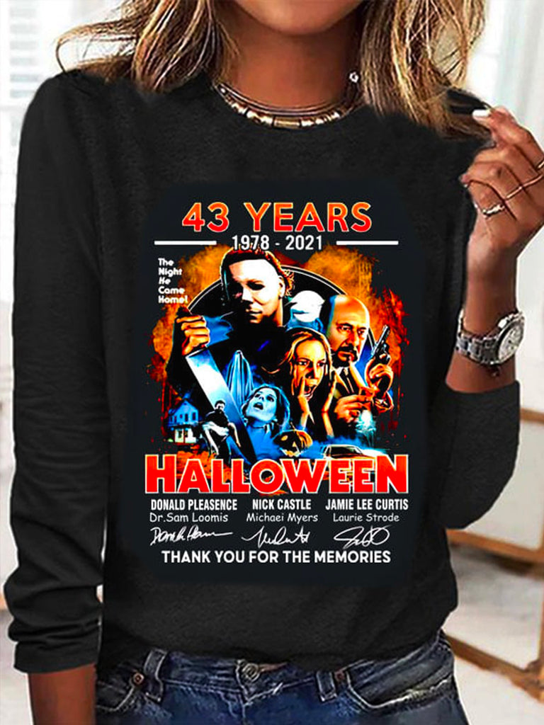 Casual Crew Neck Long Sleeve Letter Pattern Regular T-Shirt