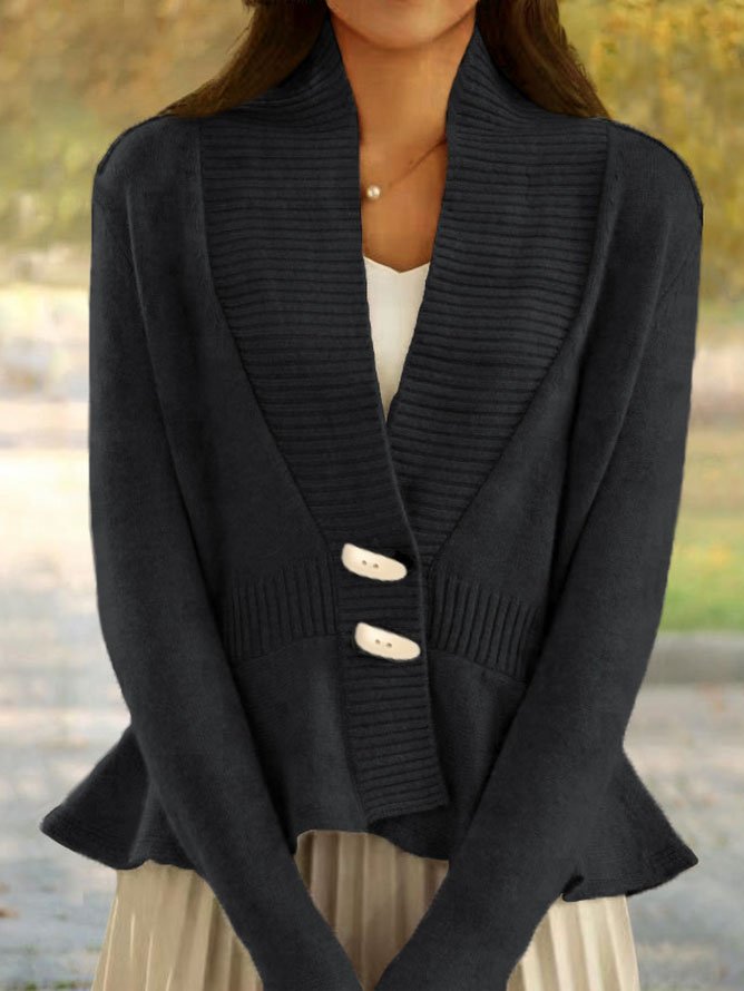 Loose Long Sleeve Plain Fashion Regular Cardigan