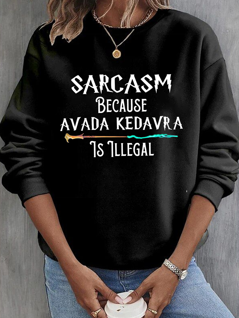 Fashion Crew Neck Long Sleeve Text Letters Casual Regular Sweatshirt