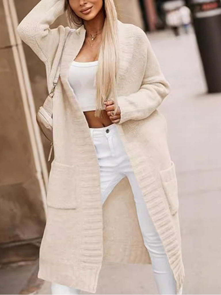 Fashion Long Sleeve Plain Loose Mid-Long Coat