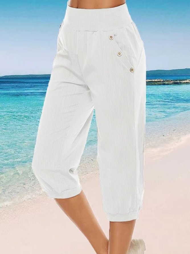 Fashion Plain Loose Capris Pants