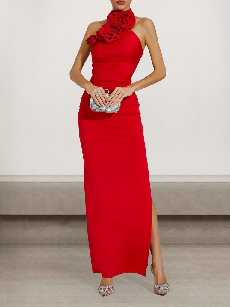 Sexy Sleeveless Turtleneck Plain Tight Maxi Dress