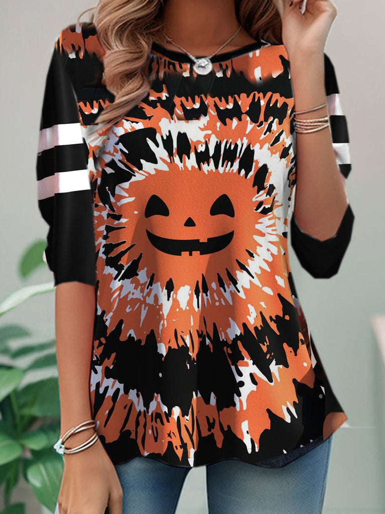 Fashion Crew Neck Long Sleeve Halloween Casual Regular T-Shirt