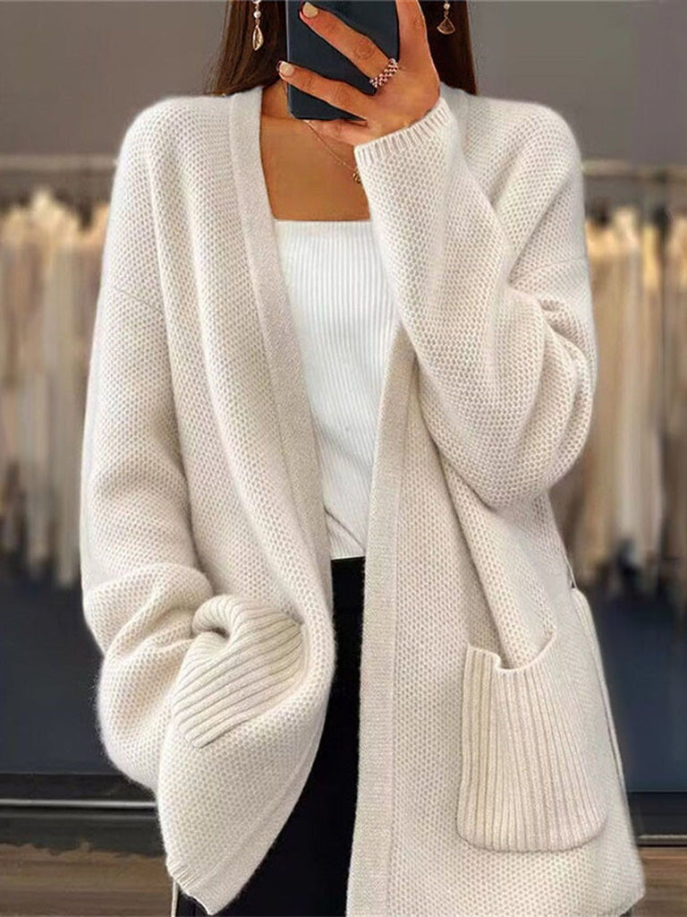 Loose Long Sleeve Plain Fashion Regular Cardigan