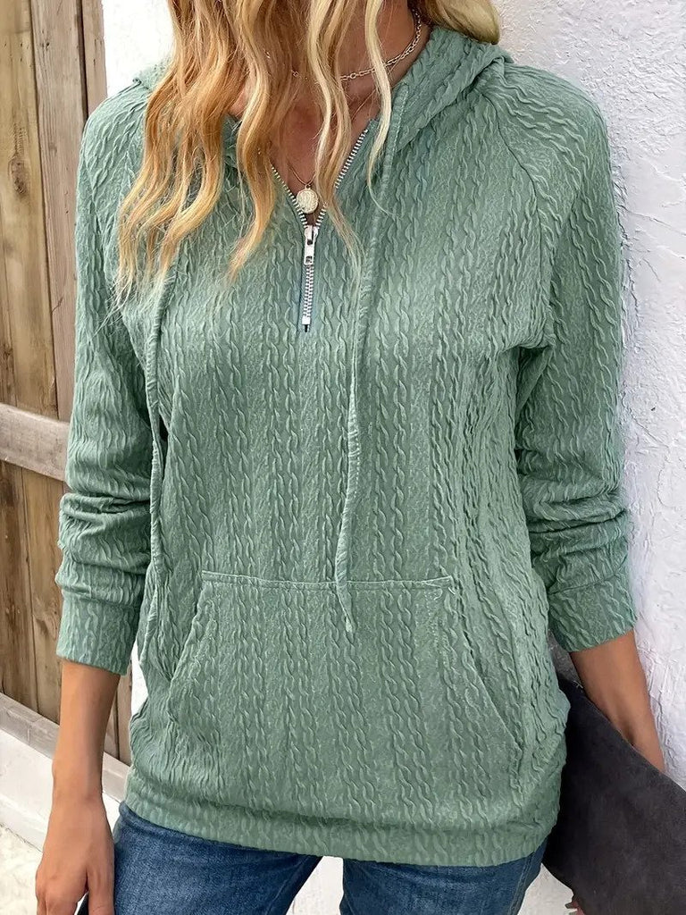 Casual Long Sleeve Hoodie Plain Zipper Fashion Regular Sweatshirt