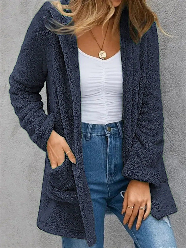 Loose Hoodie Long Sleeve Plain Zipper Fashion Regular Coat