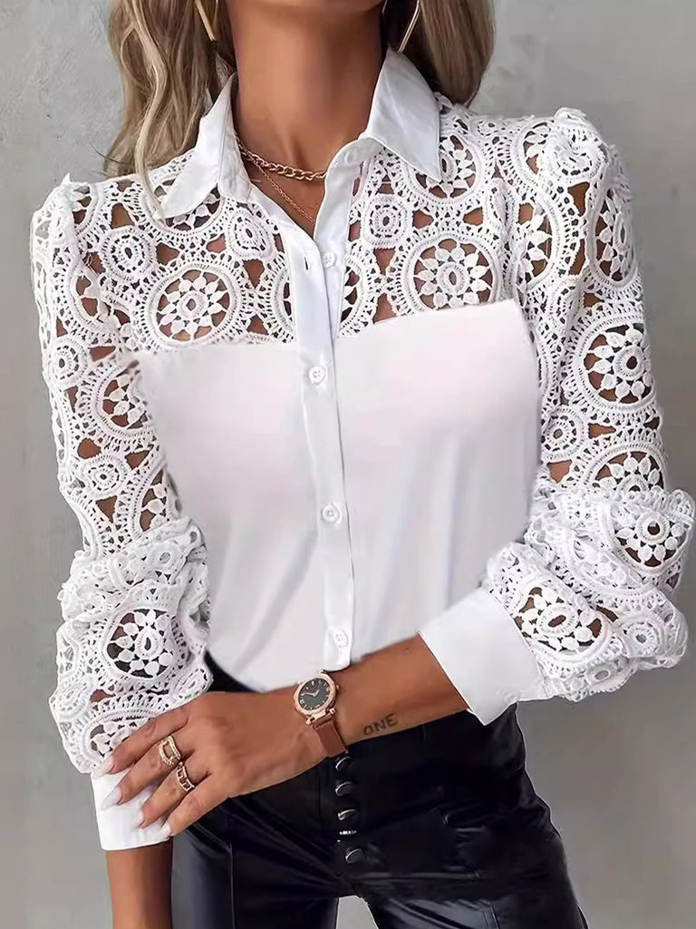 Fashion Long Sleeve Shirt Collar Plain Loose Regular Shirt