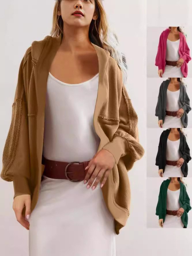 Loose Hoodie Long Sleeve Plain Fashion Mid-Long Jacket