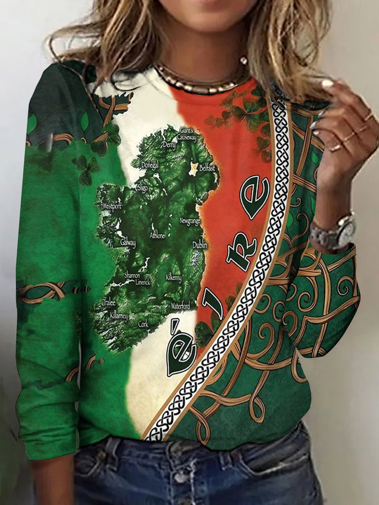 Crew Neck Long Sleeve Plaid Vintage Regular T-Shirt