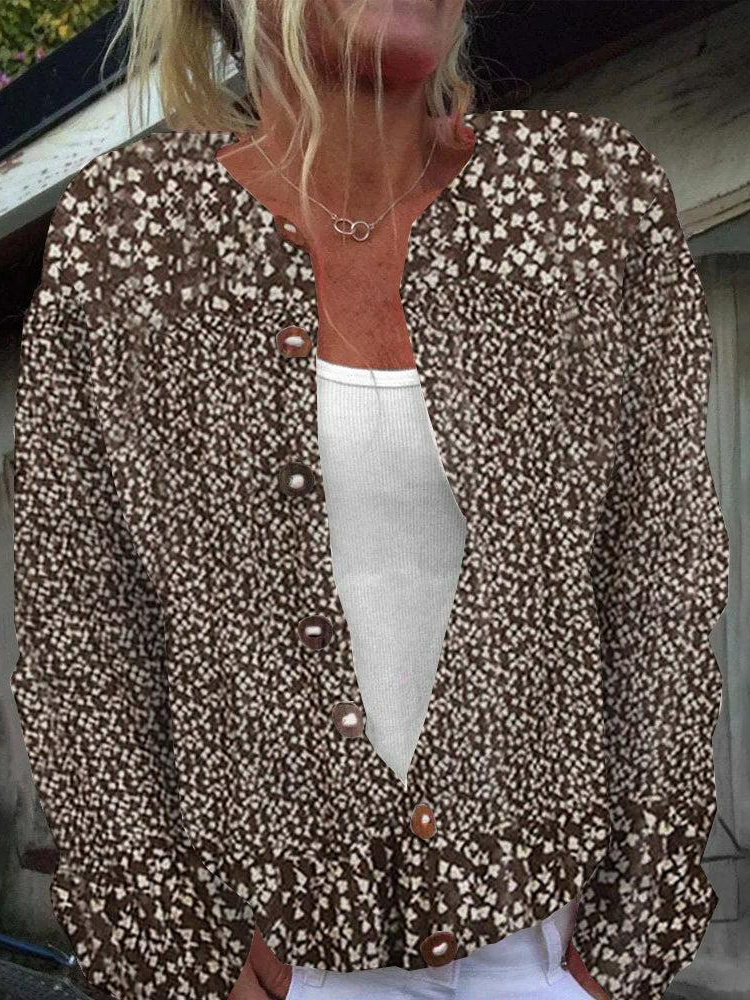 Loose Long Sleeve 3D Printing Maple Leaf Fashion Regular Cardigan