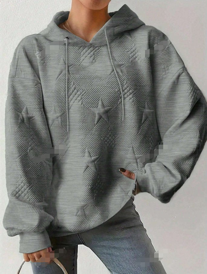 Fashion Long Sleeve Hoodie Star Zipper Casual Regular Sweatshirt