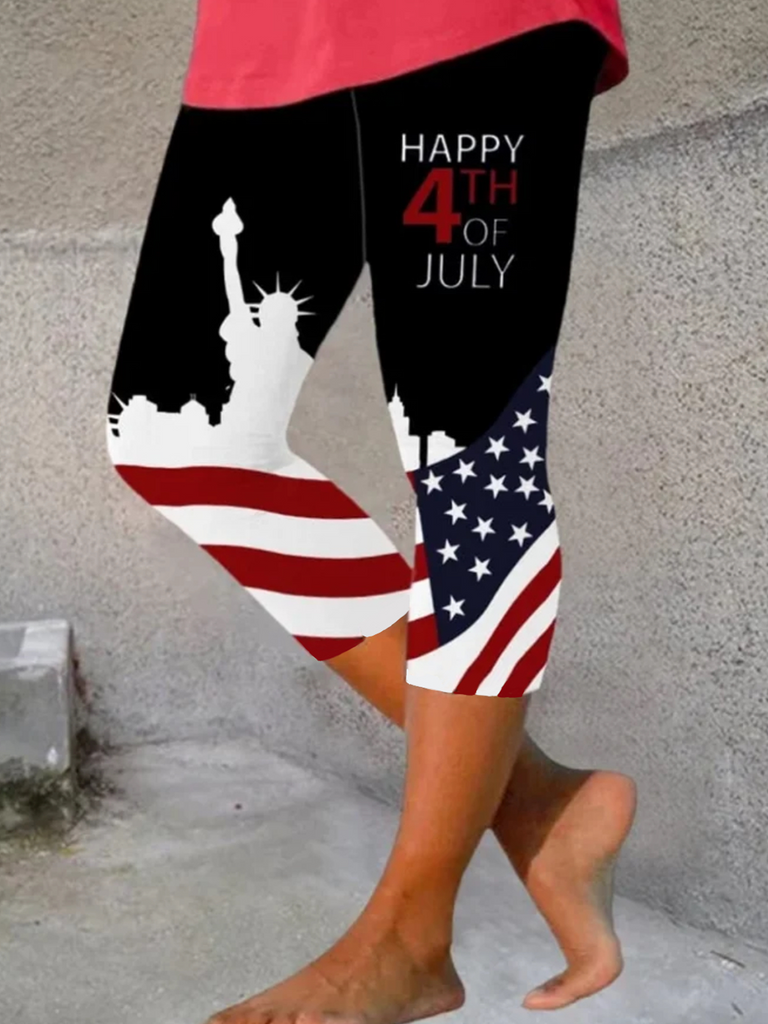 Fashion Text Letters Tight Capris Leggings