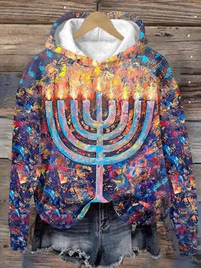 Casual Long Sleeve Hoodie Geometric Fashion Regular Sweatshirt