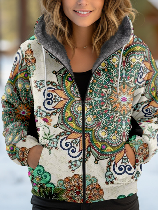 Loose Hoodie Long Sleeve Floral Fashion Regular Jacket