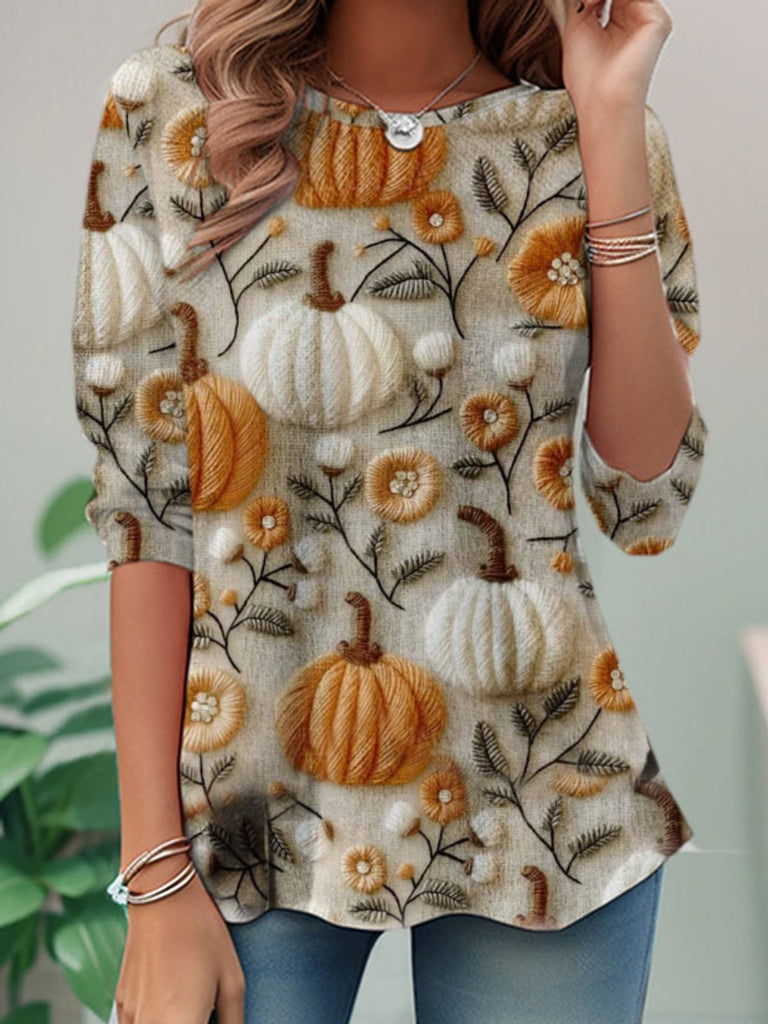 Casual Crew Neck Long Sleeve Halloween Fashion Regular T-Shirt