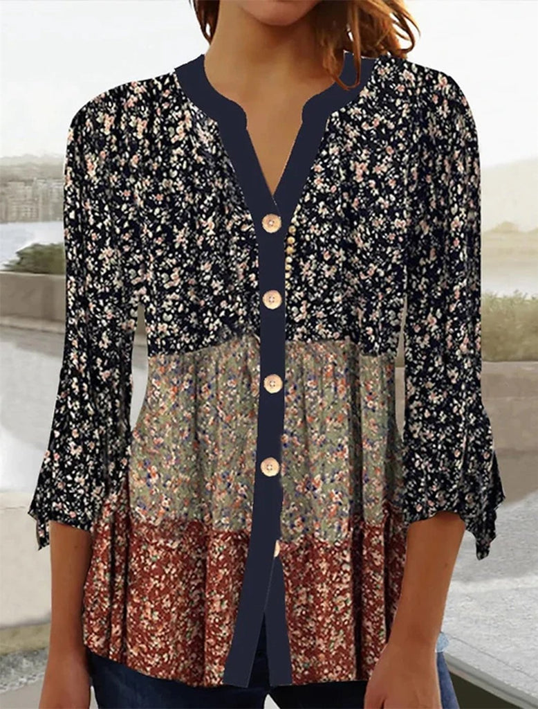 Loose Half Sleeve Floral Fashion Regular Cardigan