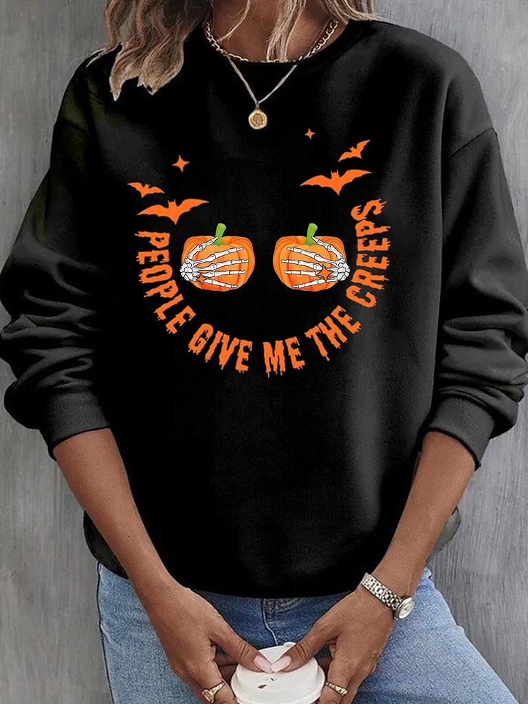 Casual Crew Neck Long Sleeve Text Letters Fashion Regular Sweatshirt