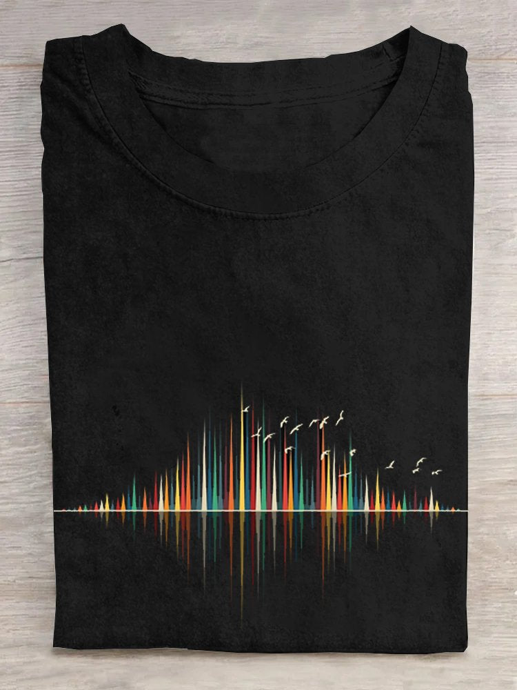 Fashion Short Sleeve Crew Neck Random Print Loose Regular T-Shirt