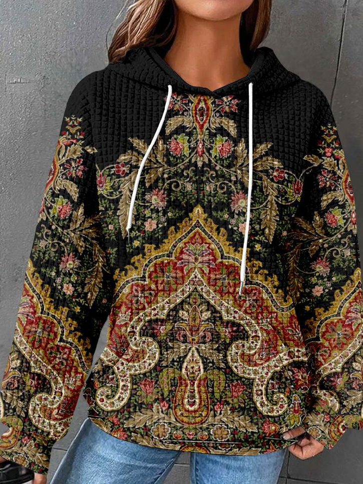 Casual Long Sleeve Hoodie Ethnic Zipper Fashion Regular Sweatshirt