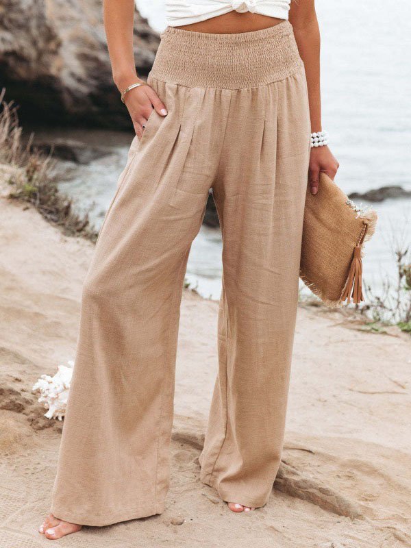 Fashion Plain Scramble Loose Long Pants