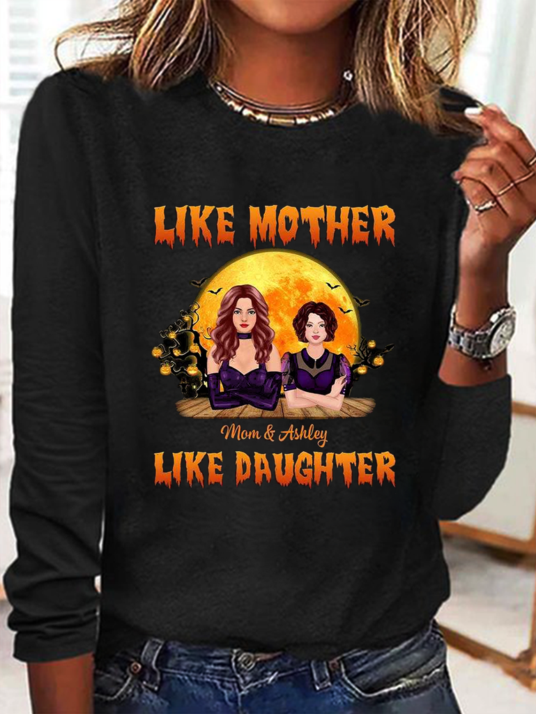 Fashion Crew Neck Long Sleeve Text Letters Loose Regular T-Shirt