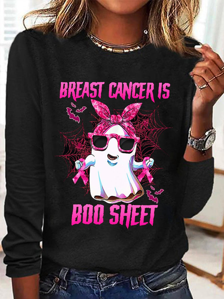 Fashion Crew Neck Long Sleeve Letter Pattern Casual Regular T-Shirt