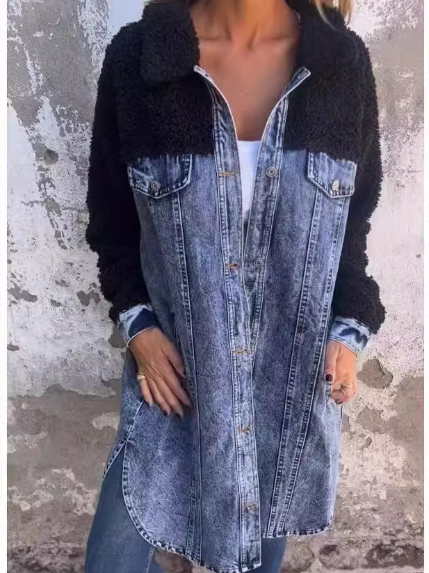 Loose Shawl Collar Long Sleeve Plain Fashion Regular Jacket