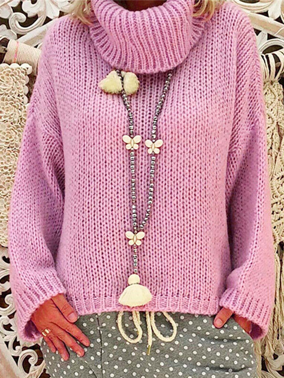 Loose Crew Neck Long Sleeve Plain Fashion Regular Sweater