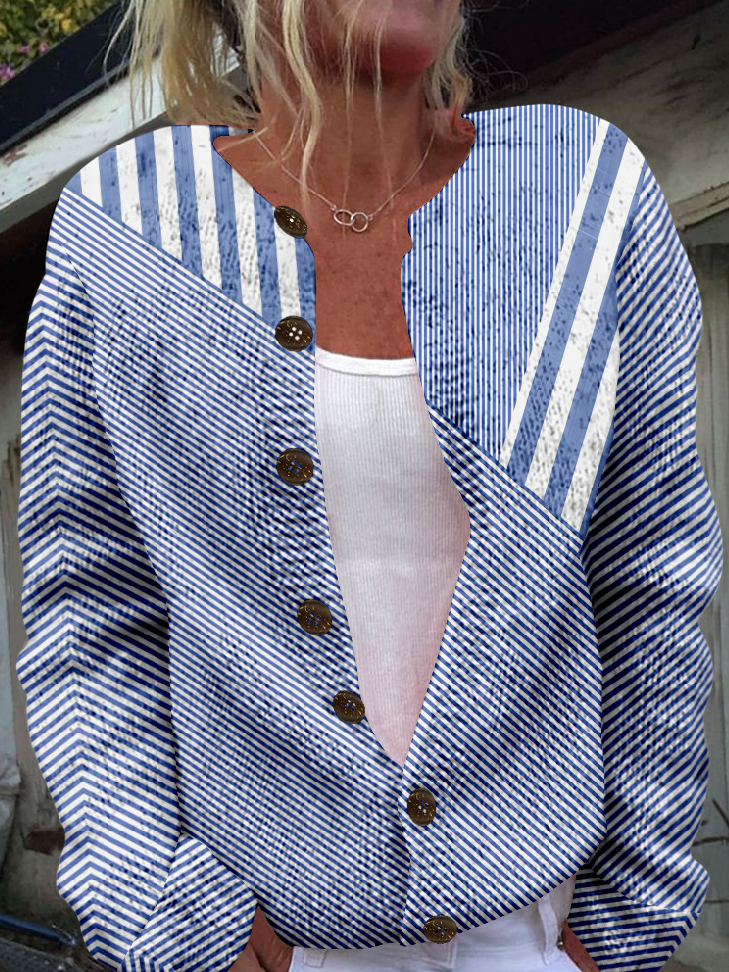 Loose Crew Neck Long Sleeve Floral Fashion Regular Jacket