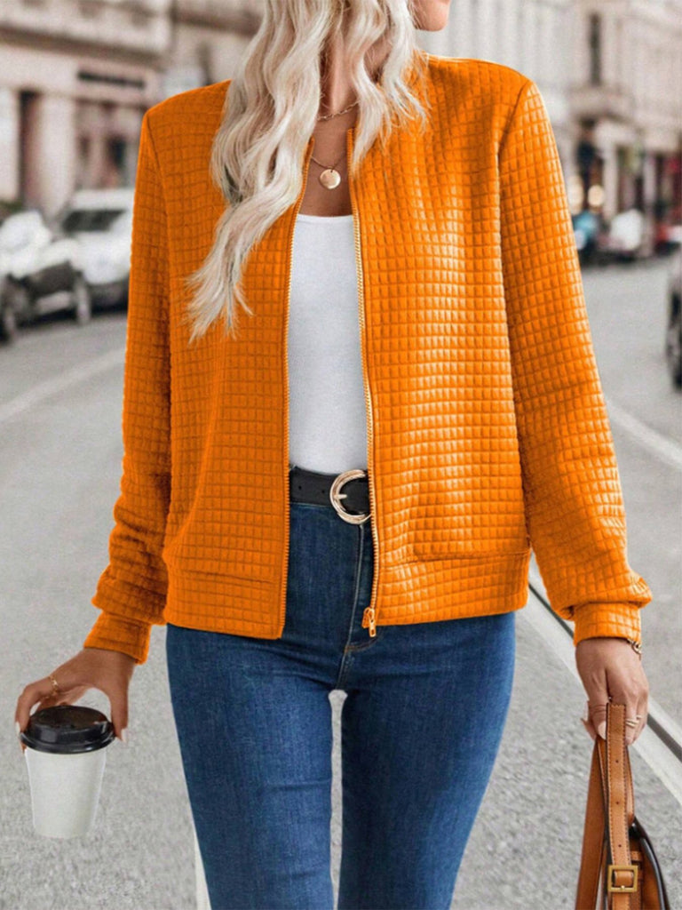 Loose Hoodie Long Sleeve Plain Zipper Fashion Regular Jacket