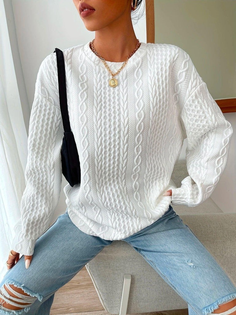 Casual Crew Neck Long Sleeve Plain Fashion Regular Sweatshirt
