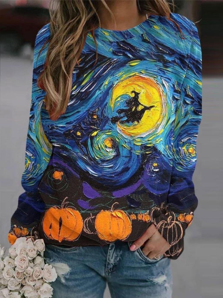 Casual Crew Neck Long Sleeve Halloween Fashion Regular Sweatshirt