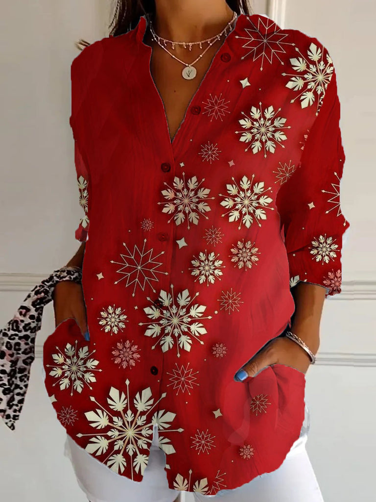 Loose Long Sleeve Shirt Collar Christmas Fashion Regular Shirt