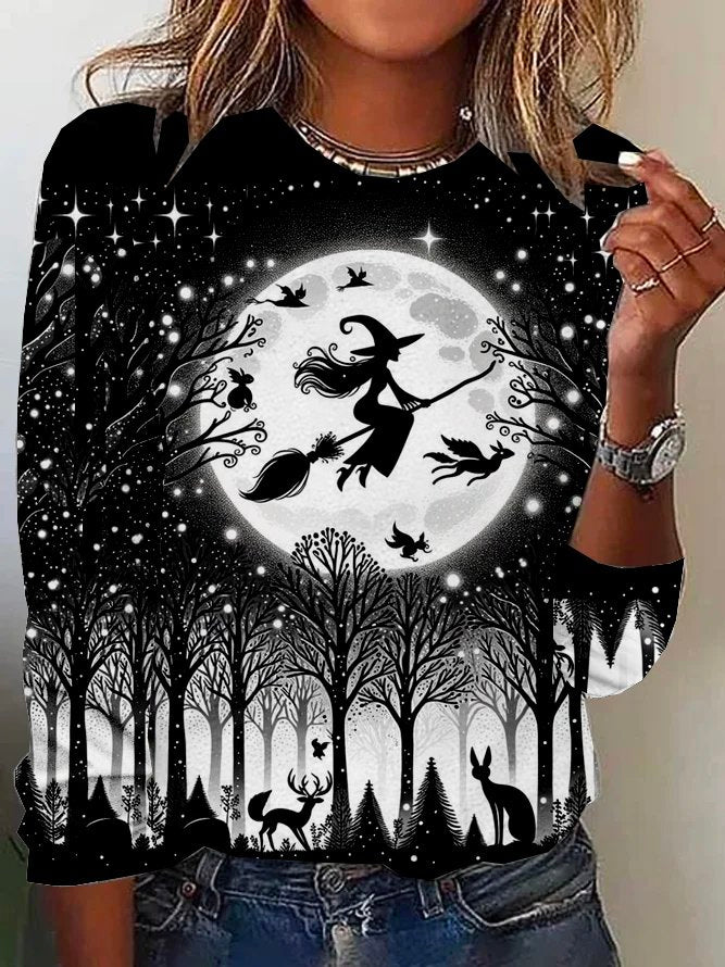 Casual Crew Neck Long Sleeve Halloween Fashion Regular T-Shirt