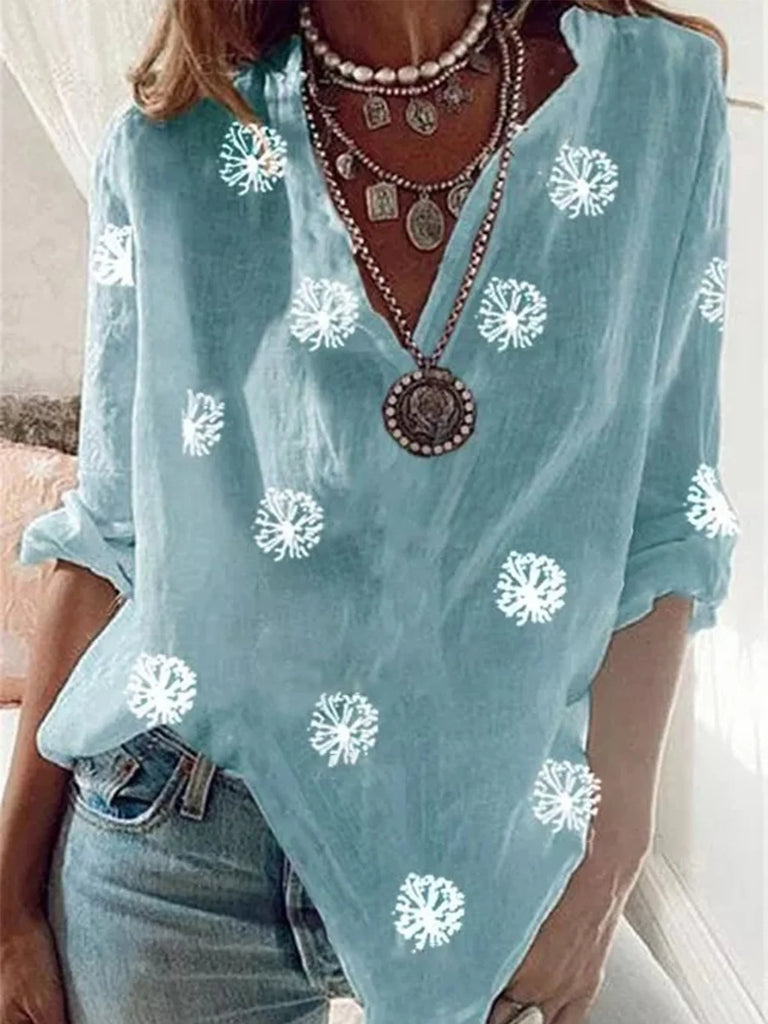 Fashion Long Sleeve Dandelion Loose Mid-Long Blouse