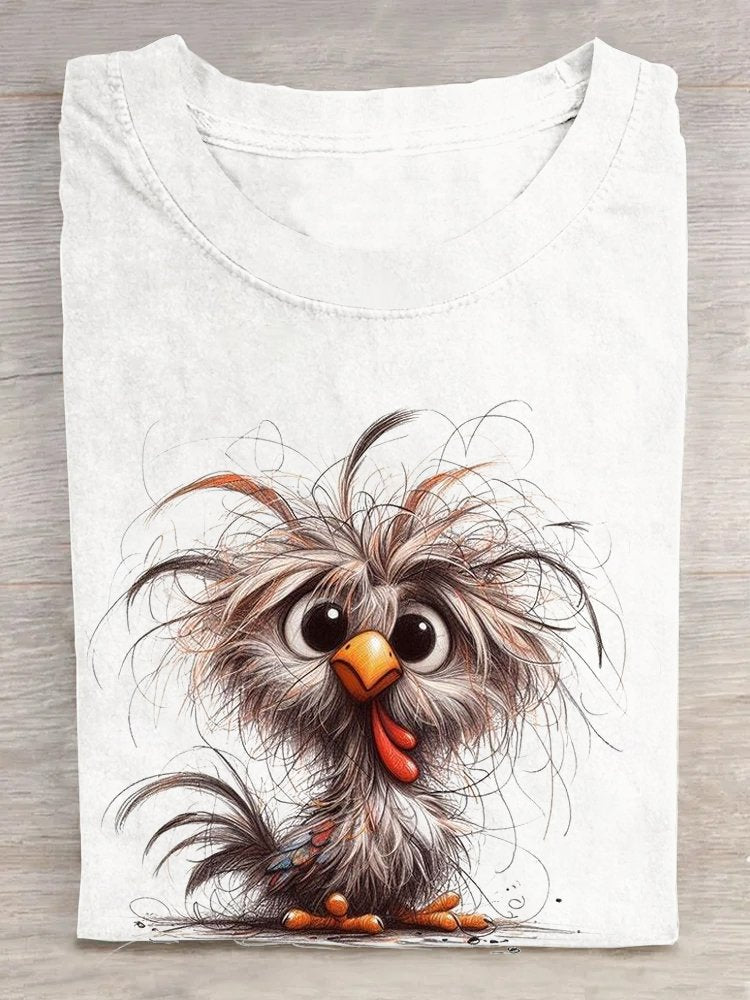 Fashion Short Sleeve Crew Neck Turkey Loose Regular T-Shirt