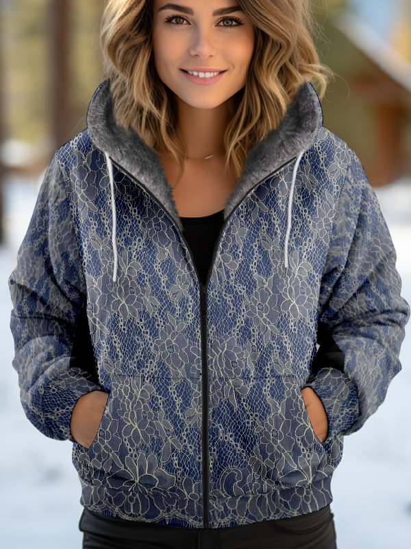 Loose Hoodie Long Sleeve Floral Fashion Regular Jacket