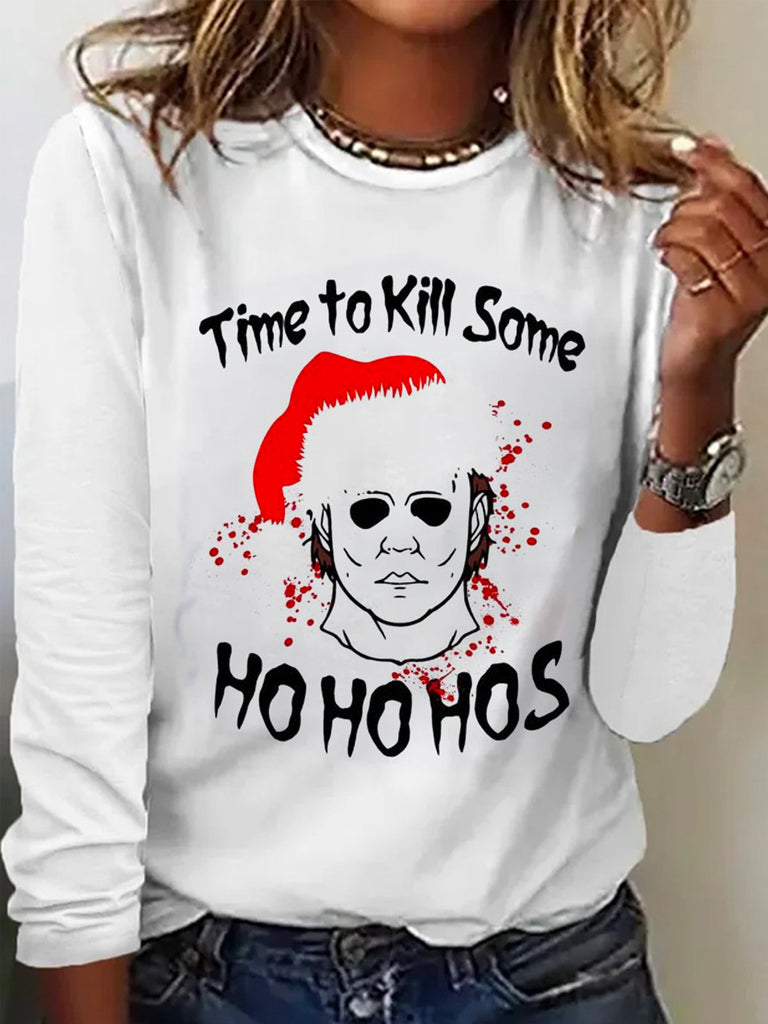 Casual Crew Neck Long Sleeve Letter Pattern Regular T-Shirt