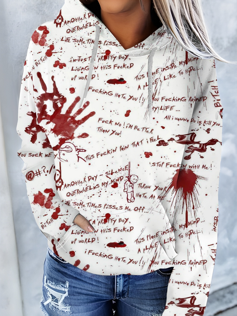 Fashion Long Sleeve Hoodie Halloween Casual Regular Sweatshirt