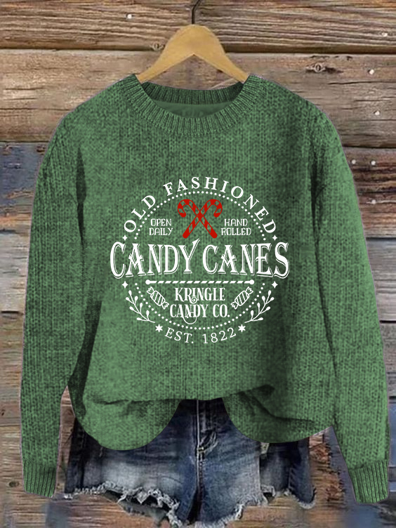 Simple Crew Neck Long Sleeve 3D Printing Santa Claus Loose Regular Sweater