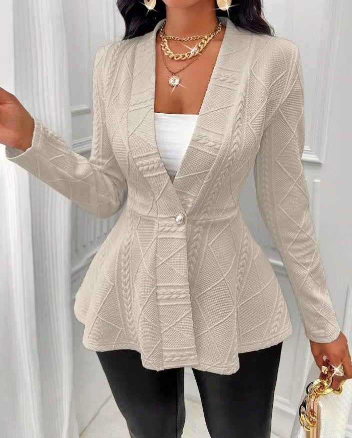 Loose Long Sleeve Plain Zipper Fashion Regular Cardigan