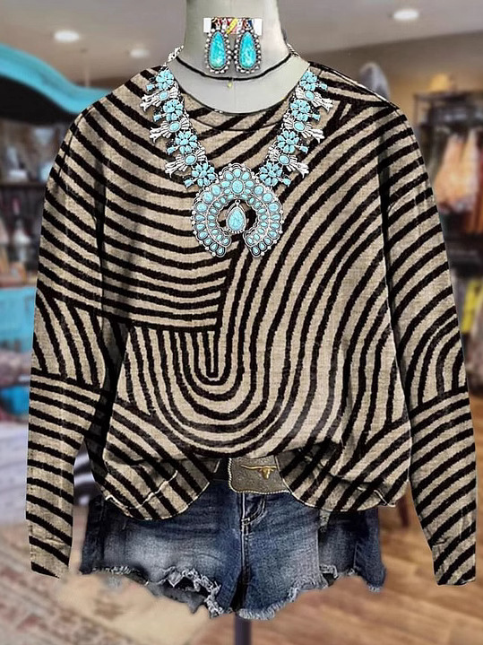 Casual Crew Neck Long Sleeve Geometric Fashion Regular Sweatshirt