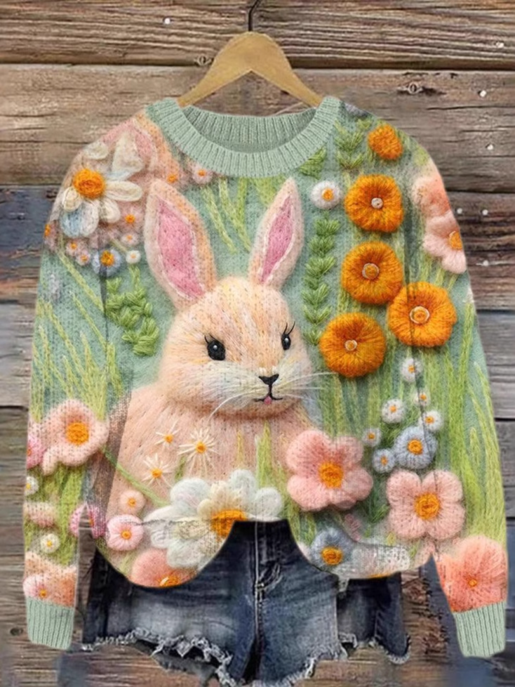 Fashion Crew Neck Long Sleeve Floral Animal Casual Regular Sweatshirt